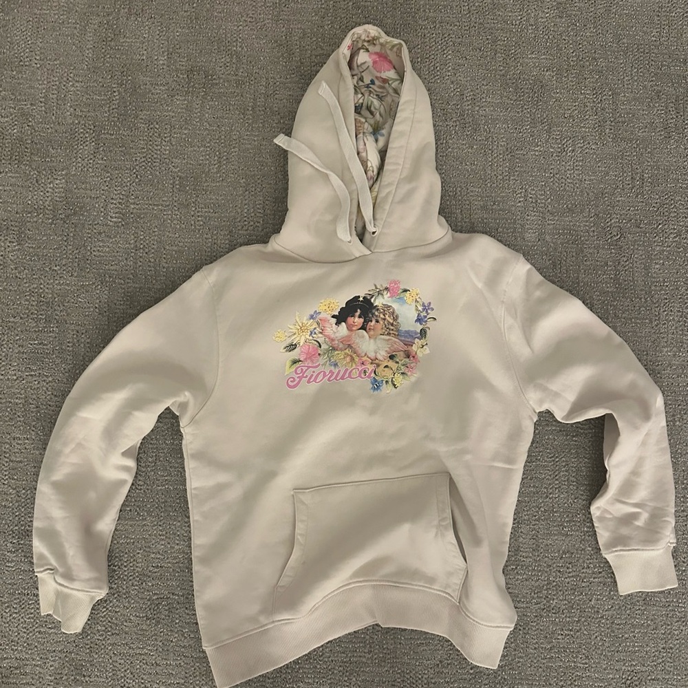 Fiorucci Cream Hoodie with Floral Design